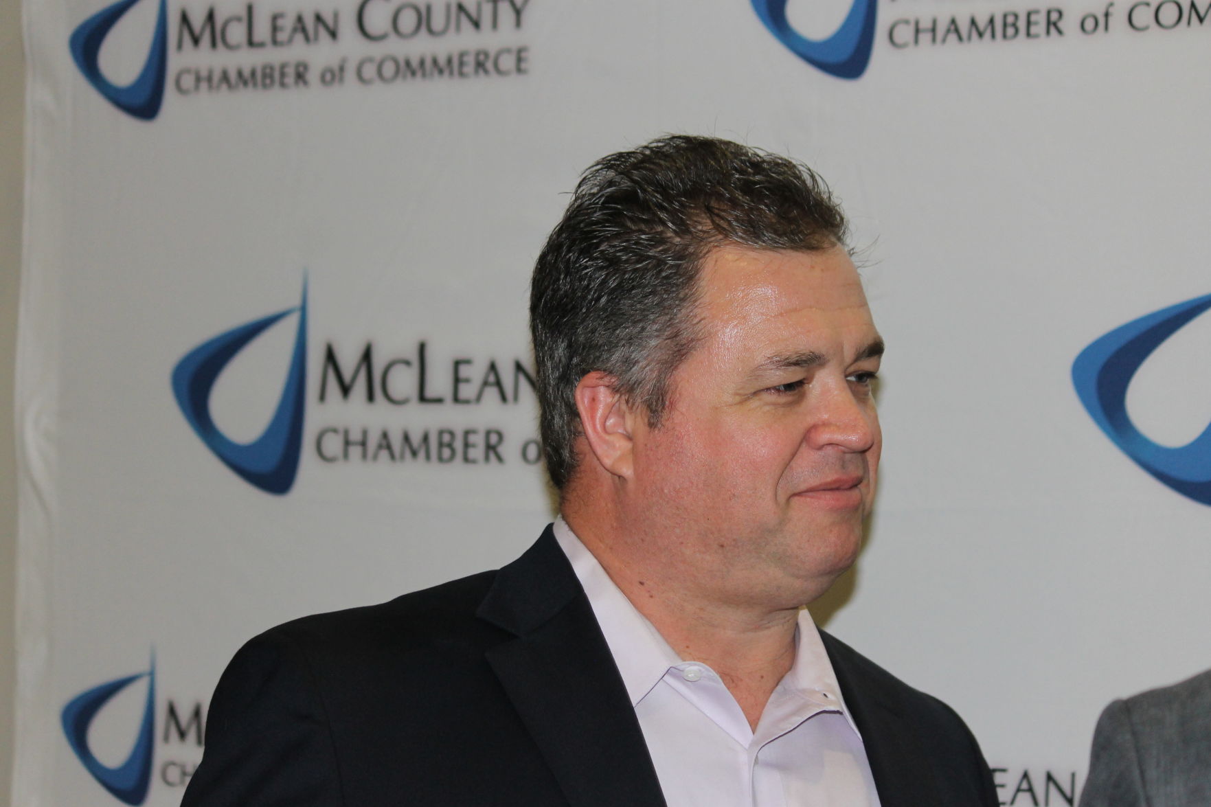 Brian Loeffler enjoys his night after being named the McLean County Farmer of the Year. The Stanford farmer says he remember when his dad when he won the same award
